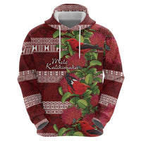 Hawaii Christmas Mele Kalikimaka Zip Hoodie I'iwi Bird on Ohia Lehua