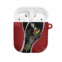 New Zealand Christmas AirPods Case Flora Map with Birds LT7 Black - Polynesian Pride