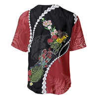 New Zealand Christmas Baseball Jersey Flora Map with Birds - Polynesian Pride