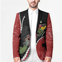 New Zealand Christmas Blazer Flora Map with Birds - Polynesian Pride