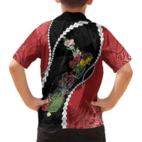 New Zealand Christmas Family Matching Long Sleeve Bodycon Dress and Hawaiian Shirt Flora Map with Birds - Polynesian Pride