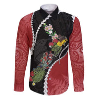 New Zealand Christmas Family Matching Short Sleeve Bodycon Dress and Hawaiian Shirt Flora Map with Birds - Polynesian Pride