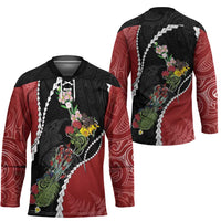 New Zealand Christmas Hockey Jersey Flora Map with Birds LT7 - Polynesian Pride