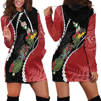 New Zealand Christmas Hoodie Dress Flora Map with Birds - Polynesian Pride