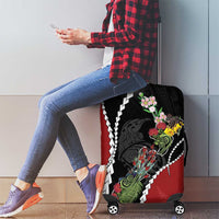 New Zealand Christmas Luggage Cover Flora Map with Birds - Polynesian Pride