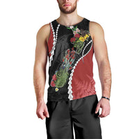 New Zealand Christmas Men Tank Top Flora Map with Birds - Polynesian Pride