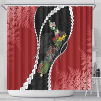 New Zealand Christmas Shower Curtain Flora Map with Birds - Polynesian Pride