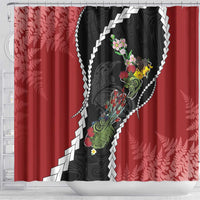 New Zealand Christmas Shower Curtain Flora Map with Birds - Polynesian Pride