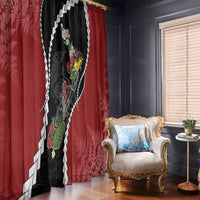 New Zealand Christmas Window Curtain Flora Map with Birds - Polynesian Pride