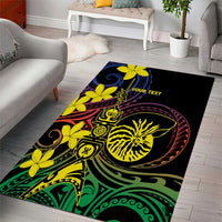 New Caledonia Kanaky Personalized Area Rug Fleche Faitiere - Plumeria
