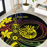 New Caledonia Kanaky Personalized Round Carpet Fleche Faitiere - Plumeria