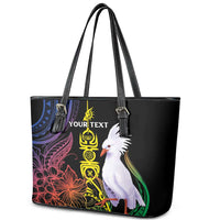 New Caledonia Kanaky Personalized Leather Tote Bag Fleche Faitiere Mix Kagu