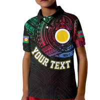 Personalised Vanuatu Kid Polo Shirt Turtle Chest Tattoo Flag Color - Shefa LT7 Kid Black - Polynesian Pride