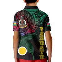 Personalised Vanuatu Kid Polo Shirt Turtle Chest Tattoo Flag Color - Shefa LT7 - Polynesian Pride