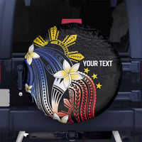 Personalized Philippines Tribal Spare Tire Cover Tropical Waves - Plumeria
