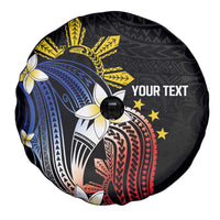 Personalized Philippines Tribal Spare Tire Cover Tropical Waves - Plumeria