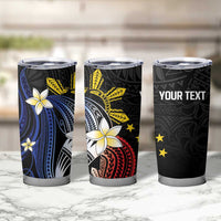 Personalized Philippines Tribal Tumbler Cup Tropical Waves - Plumeria