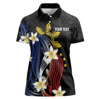 Personalized Philippines Tribal Women Polo Shirt Tropical Waves - Plumeria