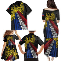 Philippines Sun Family Matching Puletasi and Hawaiian Shirt Pasifika Tribal Style