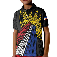 Philippines Sun Kid Polo Shirt Pasifika Tribal Style LT7 Kid Black - Polynesian Pride