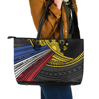 Philippines Sun Leather Tote Bag Pasifika Tribal Style