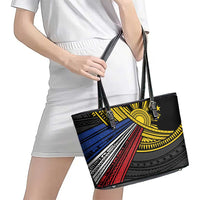 Philippines Sun Leather Tote Bag Pasifika Tribal Style