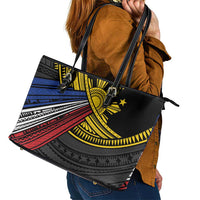 Philippines Sun Leather Tote Bag Pasifika Tribal Style