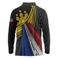 Philippines Sun Long Sleeve Polo Shirt Pasifika Tribal Style