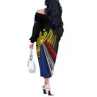 Philippines Sun Off The Shoulder Long Sleeve Dress Pasifika Tribal Style