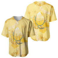 Hawaii Oahu Island Flowers Lei Baseball Jersey Yellow Ilima Mix Plumeria LT7 - Polynesian Pride