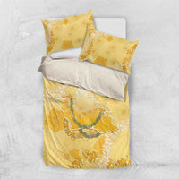 Hawaii Oahu Island Flowers Lei Bedding Set Yellow Ilima Mix Plumeria LT7 US Twin 172cm x 218cm Yellow - Polynesian Pride