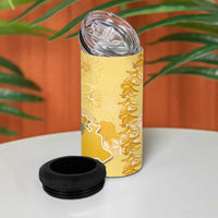 Hawaii Oahu Island Flowers Lei 4 in 1 Can Cooler Tumbler Yellow Ilima Mix Plumeria