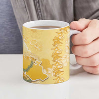 Hawaii Oahu Island Flowers Lei Ceramic Mug Yellow Ilima Mix Plumeria LT7 - Polynesian Pride
