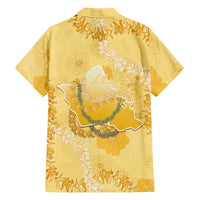 Hawaii Oahu Island Flowers Lei Family Matching Mermaid Dress and Hawaiian Shirt Yellow Ilima Mix Plumeria