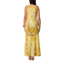Hawaii Oahu Island Flowers Lei Family Matching Tank Maxi Dress and Hawaiian Shirt Yellow Ilima Mix Plumeria
