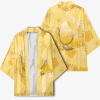 Hawaii Oahu Island Flowers Lei Kimono Yellow Ilima Mix Plumeria LT7 - Polynesian Pride