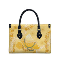 Hawaii Oahu Island Flowers Lei Leather Bag Yellow Ilima Mix Plumeria LT7 - Polynesian Pride