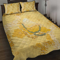 Hawaii Oahu Island Flowers Lei Quilt Bed Set Yellow Ilima Mix Plumeria LT7 Yellow - Polynesian Pride