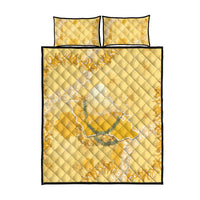 Hawaii Oahu Island Flowers Lei Quilt Bed Set Yellow Ilima Mix Plumeria LT7 - Polynesian Pride