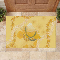 Hawaii Oahu Island Flowers Lei Rubber Doormat Yellow Ilima Mix Plumeria LT7 Yellow - Polynesian Pride