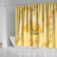 Hawaii Oahu Island Flowers Lei Shower Curtain Yellow Ilima Mix Plumeria LT7 - Polynesian Pride