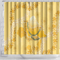 Hawaii Oahu Island Flowers Lei Shower Curtain Yellow Ilima Mix Plumeria LT7 - Polynesian Pride