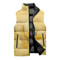 Hawaii Oahu Island Flowers Lei Sleeveless Puffer Jacket Yellow Ilima Mix Plumeria LT7 - Polynesian Pride