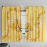 Hawaii Oahu Island Flowers Lei Window Curtain Yellow Ilima Mix Plumeria LT7 With Hooks Yellow - Polynesian Pride
