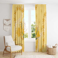 Hawaii Oahu Island Flowers Lei Window Curtain Yellow Ilima Mix Plumeria LT7 - Polynesian Pride