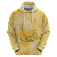 Hawaii Oahu Island Flowers Lei Zip Hoodie Yellow Ilima Mix Plumeria LT7 - Polynesian Pride