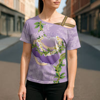 Hawaii Kauai Island Flowers Lei Cross Shoulder Shirt Mokihana Lei