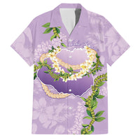 Hawaii Kauai Island Flowers Lei Family Matching Off The Shoulder Long Sleeve Dress and Hawaiian Shirt Mokihana Lei