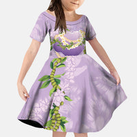 Hawaii Kauai Island Flowers Lei Kid Short Sleeve Dress Mokihana Lei