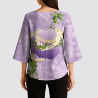 Hawaii Kauai Island Flowers Lei Kimono Sleeve Blouse Mokihana Lei LT7 - Polynesian Pride